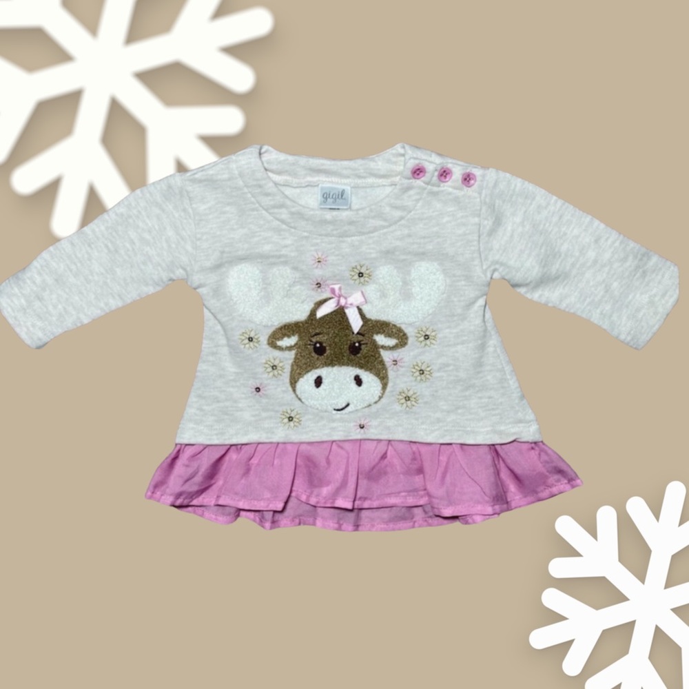 Girls Christmas Sweatshirt by Gigil 12m